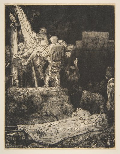 Laskeutuminen ristiltä soihtuvalolla, 1654. tekijältä Rembrandt van Rijn