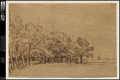 Maatila puiden alla, n. 1650 tekijältä Rembrandt van Rijn