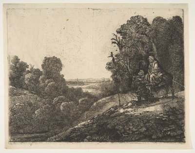 Lento Egyptiin: Hercules Segersin muuttama Tobias ja enkeli, n. 1653. tekijältä Rembrandt van Rijn