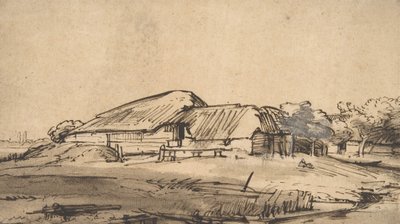 Maatilarakennusryhmä, n. 1648-52. tekijältä Rembrandt van Rijn
