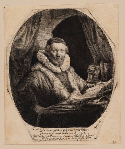 Jan Uytenbogaert, remonstranttien saarnaaja tekijältä Rembrandt van Rijn