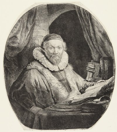 Jan Uytenbogaert, remonstranttien saarnaaja tekijältä Rembrandt van Rijn