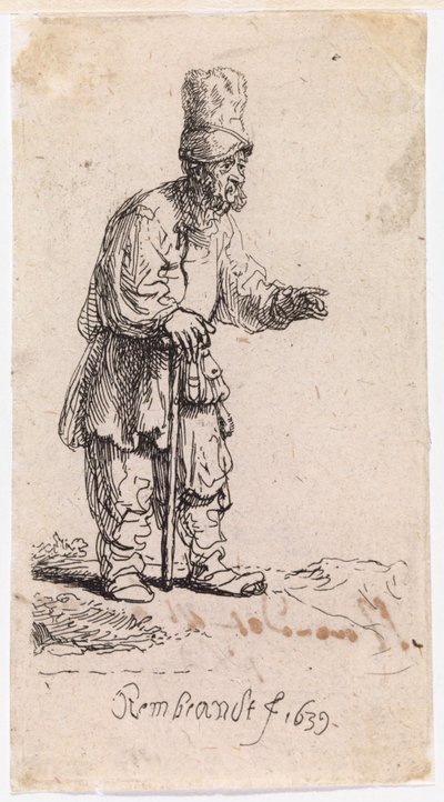 Juutalainen, jolla on korkea lippalakki tekijältä Rembrandt van Rijn