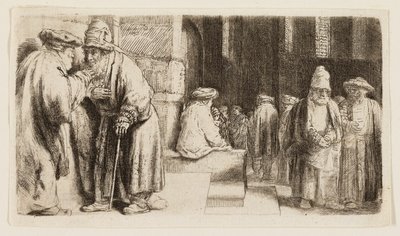 Juutalaiset synagogassa tekijältä Rembrandt van Rijn