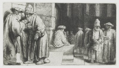 Juutalaiset synagogassa tekijältä Rembrandt van Rijn