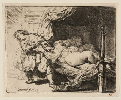 Joosef ja Potifarin vaimo tekijältä Rembrandt van Rijn