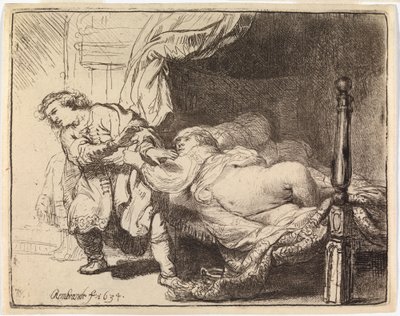 Joosef ja Potifarin vaimo tekijältä Rembrandt van Rijn