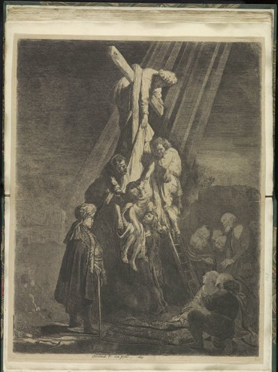 Kruisafname: tweede plaat Kokoelma kahdeksankymmentäviisi alkuperäistä vedosta (sarjan nimi) tekijältä Rembrandt van Rijn