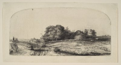 Maisema heinänavetta ja lammaslauma, 1652. tekijältä Rembrandt van Rijn