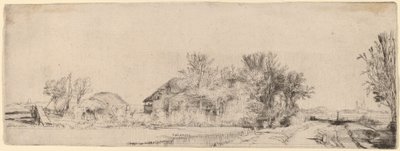 Maisema tiellä kanavan vieressä tekijältä Rembrandt van Rijn