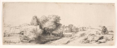 Maisema, jossa on maitomies tekijältä Rembrandt van Rijn