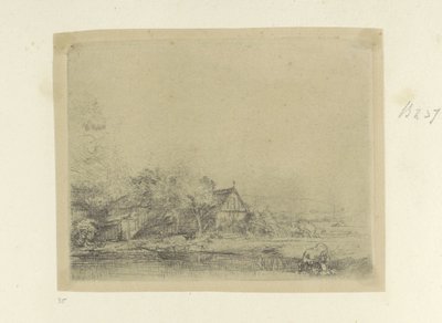 Landschap met drinkende koe Kokoelma kahdeksankymmentäviisi alkuperäistä vedosta (sarjan nimi) tekijältä Rembrandt van Rijn