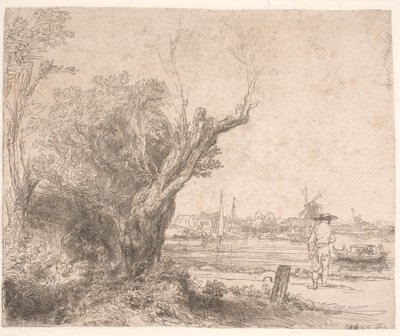 Maisema. "Uudelleenvalinta" tekijältä Rembrandt van Rijn