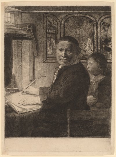Lieven Willemsz van Coppenol: Pienempi lautanen, n. 1658. tekijältä Rembrandt van Rijn