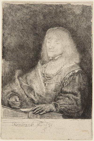Mies, jolla on krusifiksi ja ketju tekijältä Rembrandt van Rijn