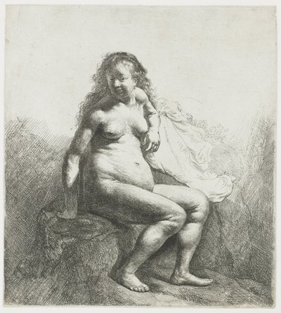 Alaston nainen kukkulalla tekijältä Rembrandt van Rijn