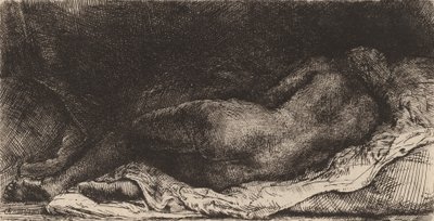 Negress makuulla, 1658. tekijältä Rembrandt van Rijn