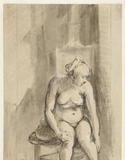 Alaston nainen lieden äärellä Alaston nainen, istuu lieden äärellä tekijältä Rembrandt van Rijn