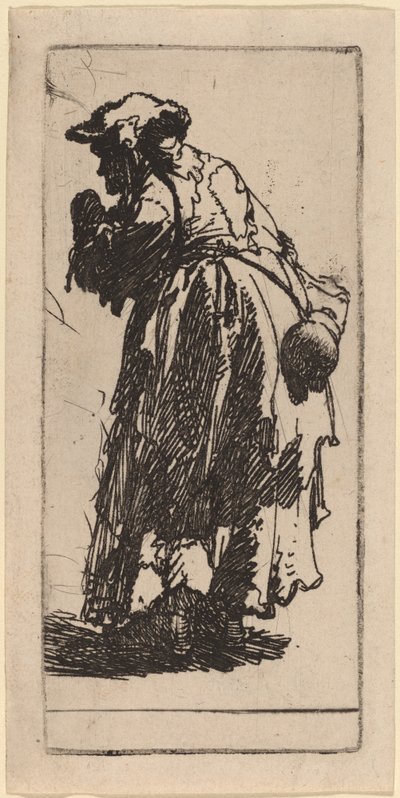 Vanha kerjäläinen ja kurpitsa tekijältä Rembrandt van Rijn