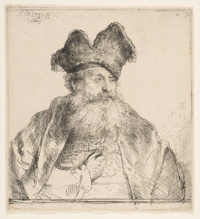 Vanhus jaettu turkislakka, 1640. tekijältä Rembrandt van Rijn