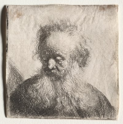 Vanhus, jolla on virtaava parta: Rintakuva tekijältä Rembrandt van Rijn