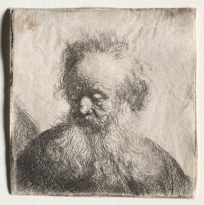 Vanhus leijuvalla partalla: Rintakuva, 1631. tekijältä Rembrandt van Rijn