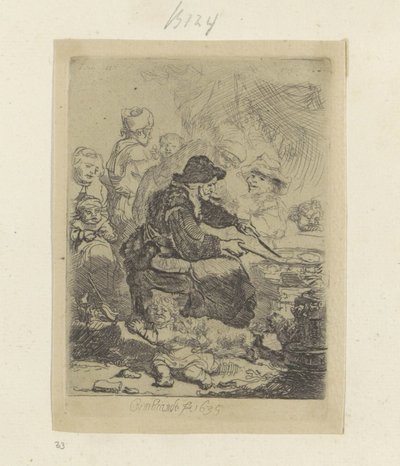 Pannekoekenbakster Kokoelma kahdeksankymmentäviisi alkuperäistä vedosta (sarjan nimi) tekijältä Rembrandt van Rijn