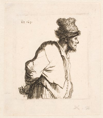 Maanviljelijä, kädet selän takana tekijältä Rembrandt van Rijn