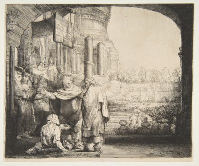 Pietari ja Johannes parantavat rampaa temppelin portilla, 1659. tekijältä Rembrandt van Rijn