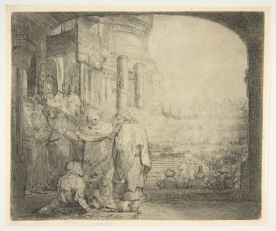 Pietari ja Johannes parantavat rampaa temppelin portilla, 1659. tekijältä Rembrandt van Rijn