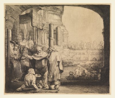 Pietari ja Johannes temppelin portilla tekijältä Rembrandt van Rijn