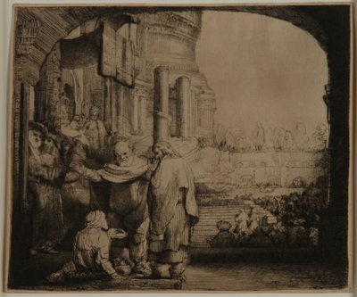 Pietari ja Johannes temppelin portilla tekijältä Rembrandt van Rijn