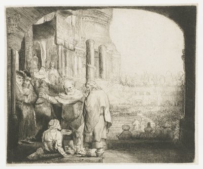 Pietari ja Johannes parantavat rampaa temppelin portilla tekijältä Rembrandt van Rijn