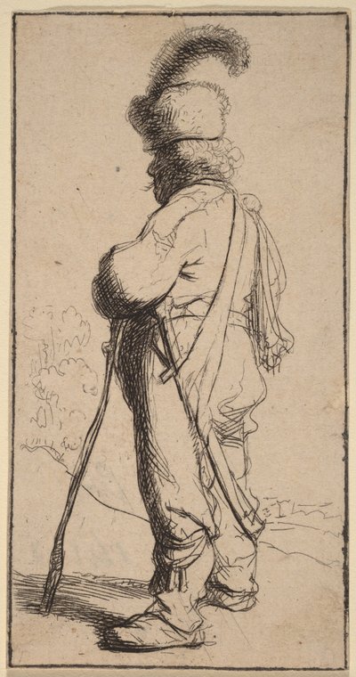 Keppiin nojaava puolalainen tekijältä Rembrandt van Rijn