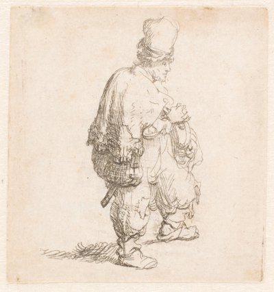 Puolalainen seisoo kädet ristissä tekijältä Rembrandt van Rijn