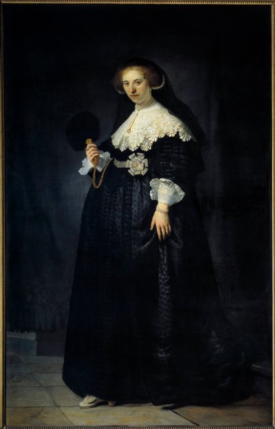 Muotokuva en pied de Oopjen Coppit, nainen, Maertens Soolmans Harmensz van Rijn dit Rembrandtin maalaus (1606-1669) tekijältä Rembrandt van Rijn