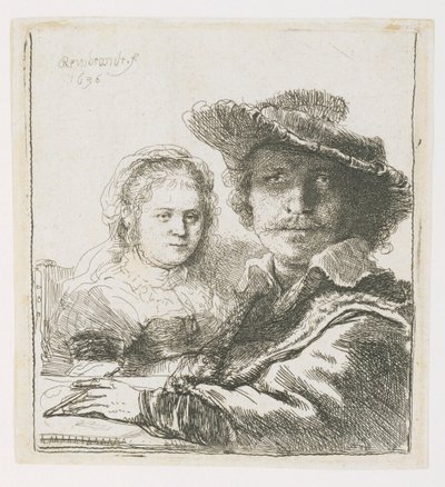 Rembrandt ja hänen vaimonsa Saskia, 1636 tekijältä Rembrandt van Rijn