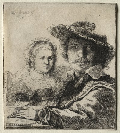 Rembrandt ja hänen vaimonsa Saskia tekijältä Rembrandt van Rijn