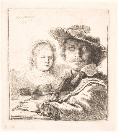 Rembrandt ja hänen vaimonsa Saskia: rintakuvat tekijältä Rembrandt van Rijn