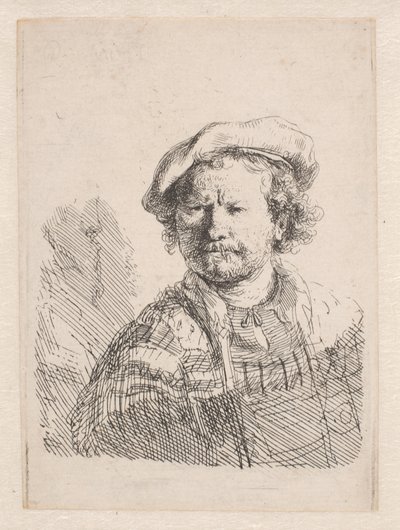 Rembrandt litteässä lippaassa huivi olkapäillä tekijältä Rembrandt van Rijn