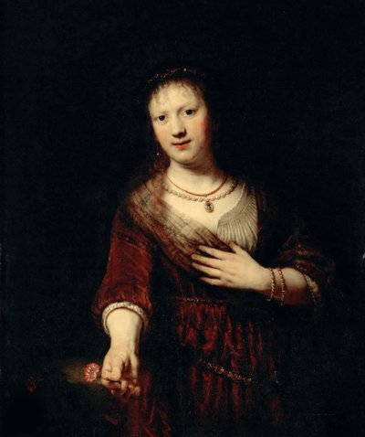 Saskia punaisella kukalla, 1641. tekijältä Rembrandt van Rijn