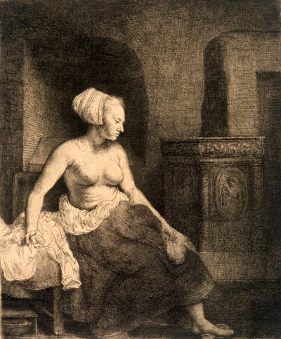 Istuva nainen alastonkuva, 1658 tekijältä Rembrandt van Rijn