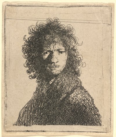 Omakuva, kulmia rypistävä tekijältä Rembrandt van Rijn