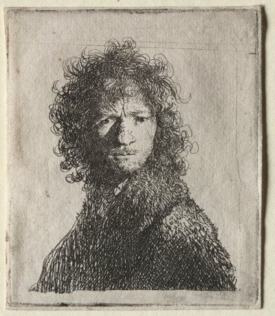 Omakuva kulmien rypistäminen: Rintakuva, 1630. tekijältä Rembrandt van Rijn