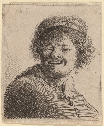 Omakuva lippisessä: Nauraa tekijältä Rembrandt van Rijn