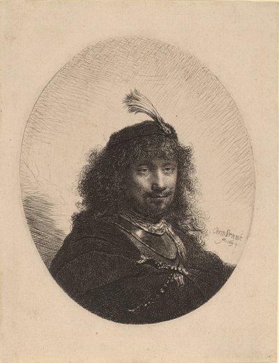 Omakuva, jossa hattu ja alennettu sapeli, 1634. tekijältä Rembrandt van Rijn
