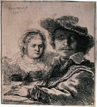 Omakuva Saskian kanssa, 1636. tekijältä Rembrandt van Rijn