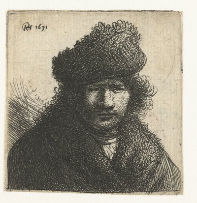 Omakuva vinossa turkislakissa: rintakuva tekijältä Rembrandt van Rijn