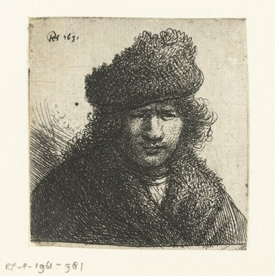 Omakuva vinossa turkislakissa: rintakuva tekijältä Rembrandt van Rijn