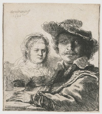 Omakuva Saskian kanssa tekijältä Rembrandt van Rijn